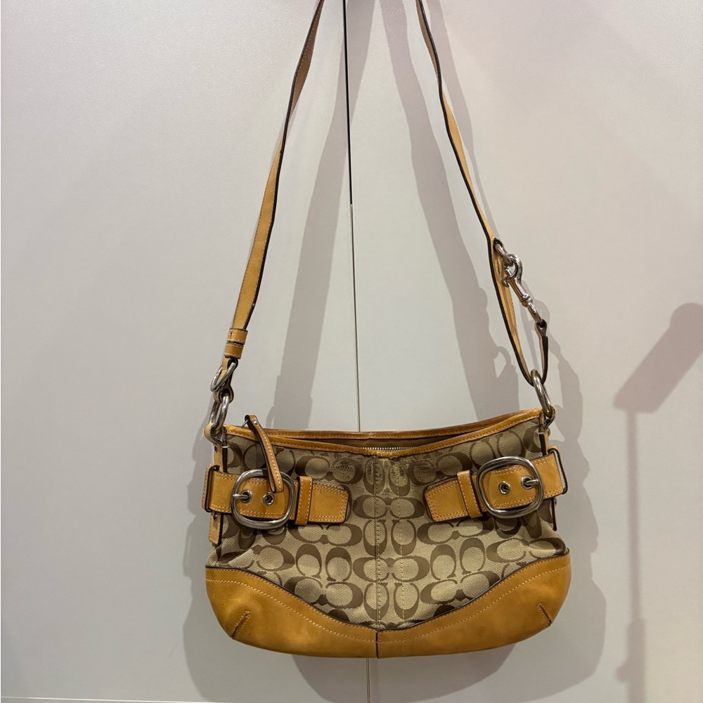 Coach Tan and Brown Shoulder Bag